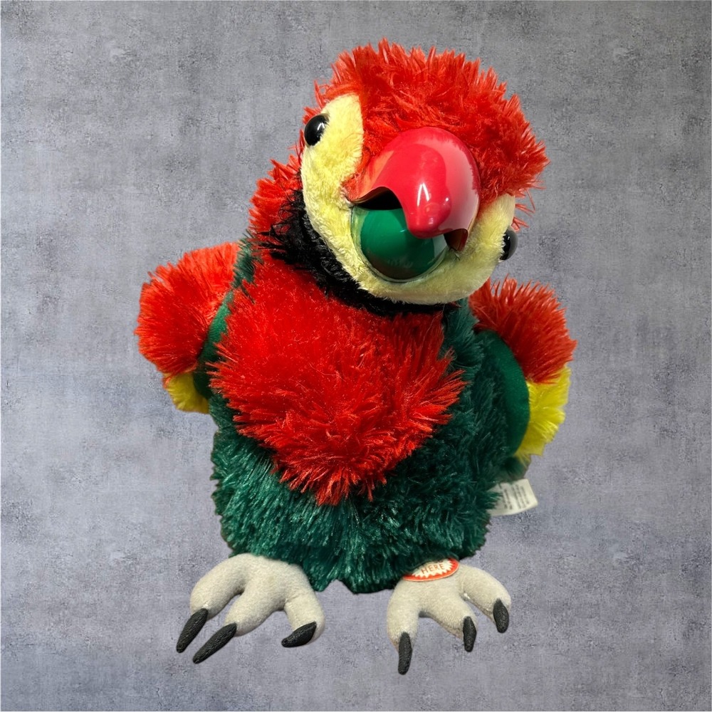 RARE Department 56 Parrot Plush Toy 10" Red‎ Green Animated Tested/Sings READ